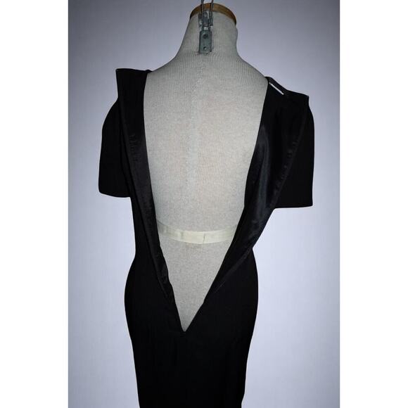 Vintage Donna Ricco Black Midi Dress Size 8 USA Made | 80s 90s Keyhole Neck - Picture 8 of 10